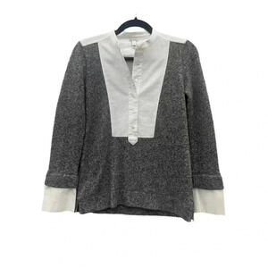 J. Crew Women's Gray and White Half Button Pullover Sweater Blouse Size XSmall.